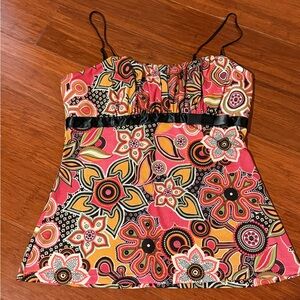Y2K babydoll vintage tank cami floral paisley stretchy rampage L